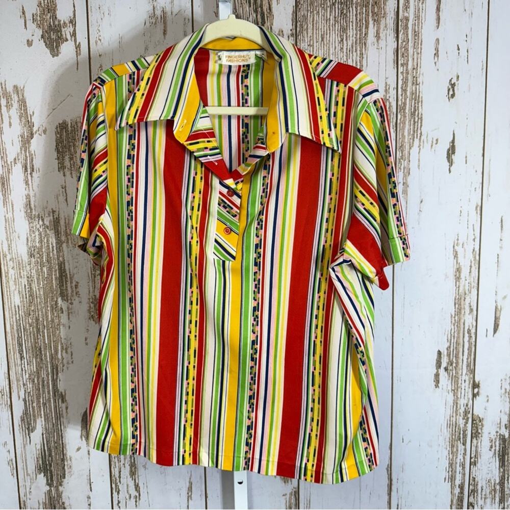 Fingerhut Fashions, Vibrant Striped Polo Shirt. Similar to size 2X. Polyester